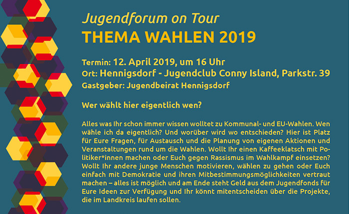 Fyler-Jugendforum-on-Tour_April 2019 bewirbt das Thema "Wahlen 2019", beschreibt die Veranstaltung, Ort und Zeit