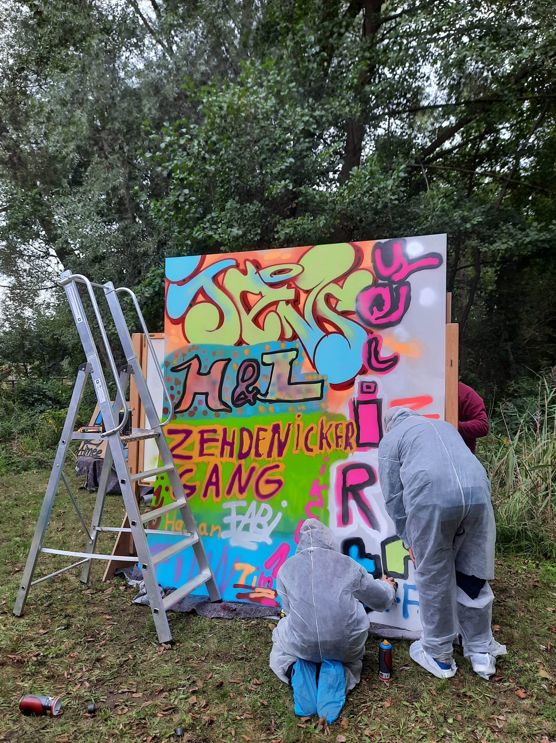 Graffitiworkshop anlässlich der 2. Kinder- und Jugendkonferenz Oberhavel am Standort Zehdenick.