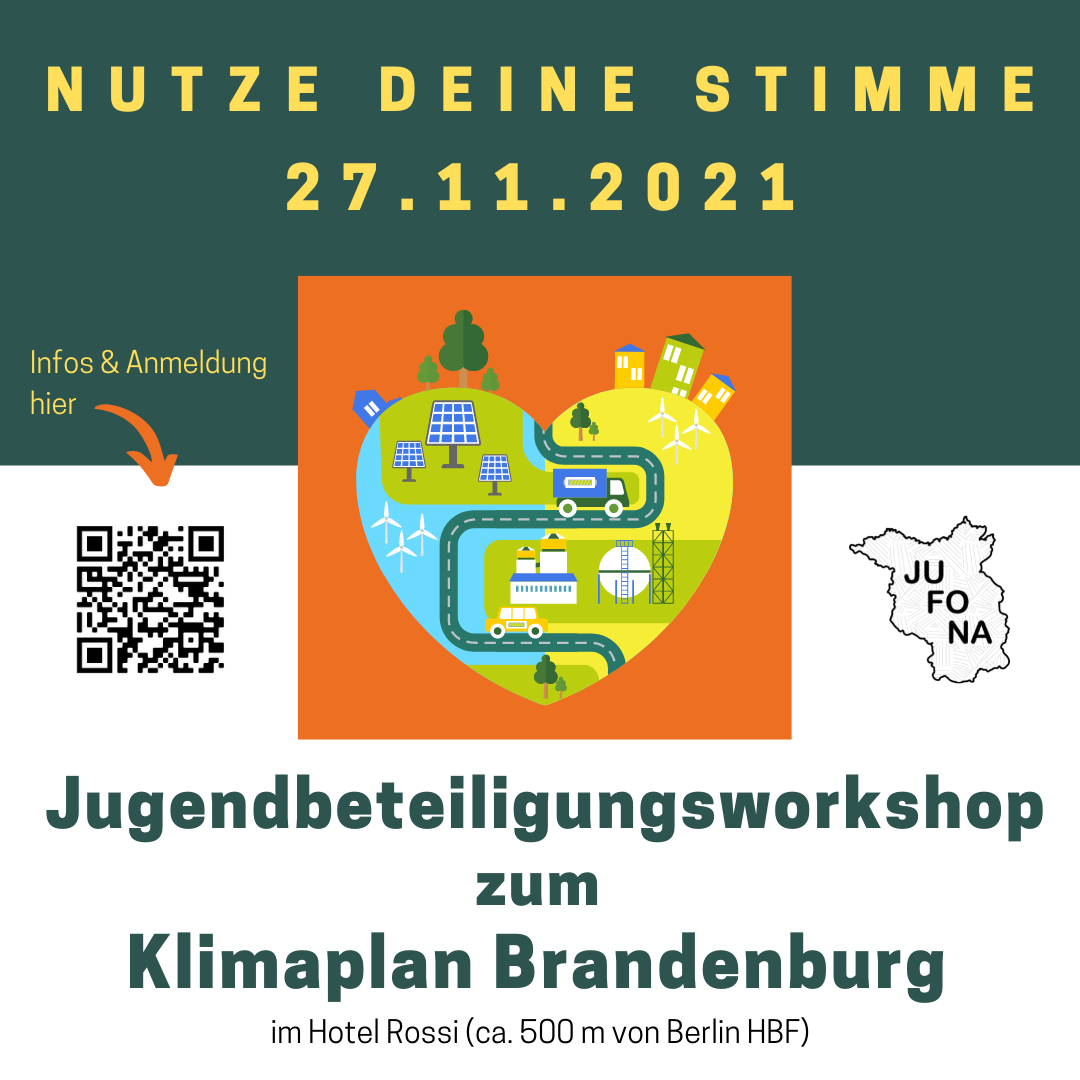 Werbung für den Jugendbeteiligungsworkshop zum Klimaplan Brandenburg am 27.11.2021