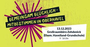 Sharepic zur Bewerbung der dritten Kinder-und Jugendkonferenz im Landkreis Oberhavel am 13.12.2023 in Zehdenick.